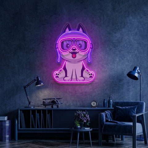 Pilot Dog LED Neon Sign Light Pop Art