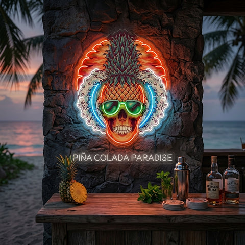 Pineapple Sea Skull LED Neon Sign Light Pop Art