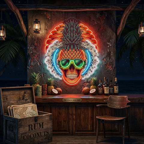 Pineapple Sea Skull LED Neon Sign Light Pop Art