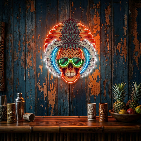 Pineapple Sea Skull LED Neon Sign Light Pop Art