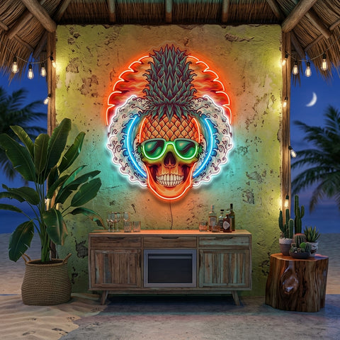 Pineapple Sea Skull LED Neon Sign Light Pop Art