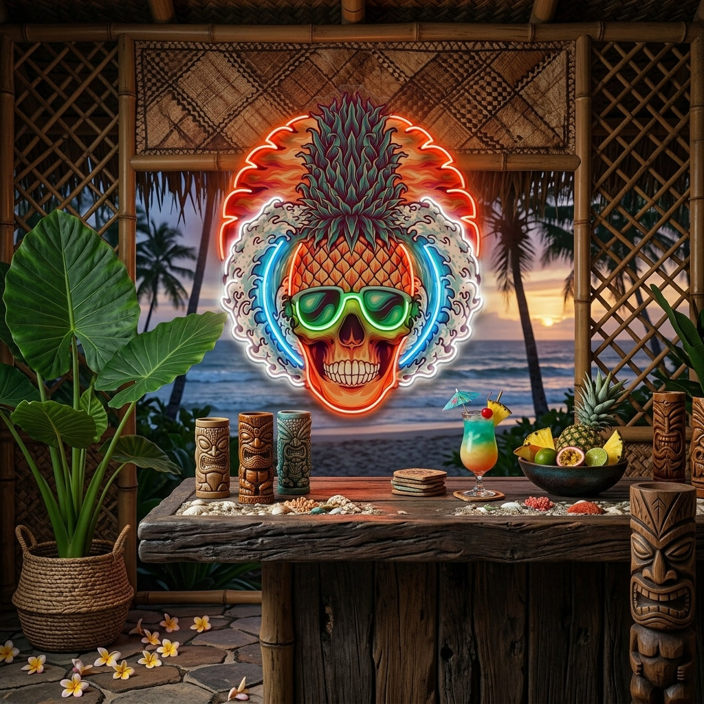 Pineapple Sea Skull LED Neon Sign Light Pop Art
