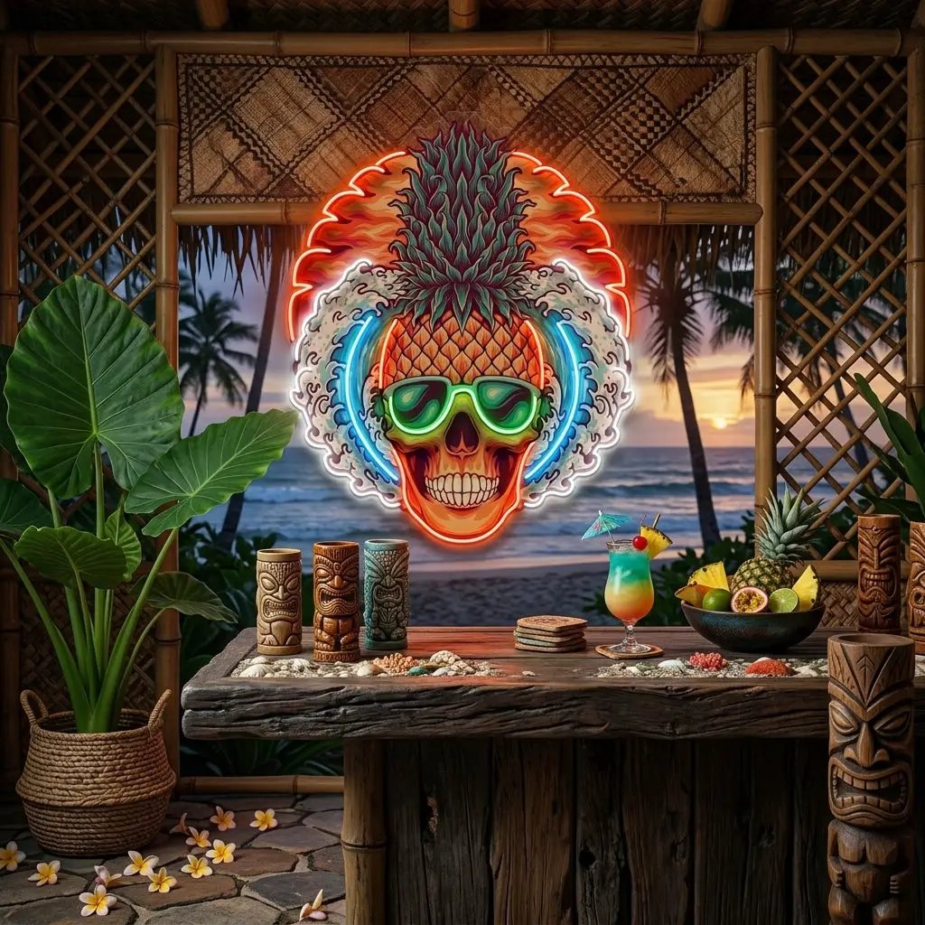 Pineapple Sea Skull LED Neon Sign Light Pop Art