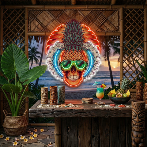Pineapple Sea Skull LED Neon Sign Light Pop Art