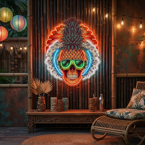 Pineapple Sea Skull LED Neon Sign Light Pop Art
