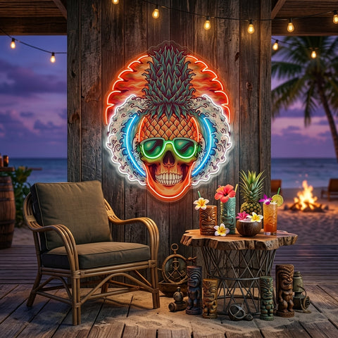 Pineapple Sea Skull LED Neon Sign Light Pop Art