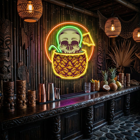 Pineapple Skull LED Neon Sign Light Pop Art