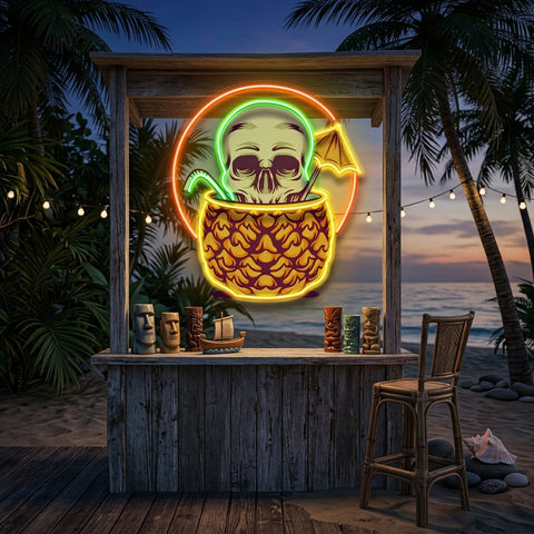 Pineapple Skull LED Neon Sign Light Pop Art