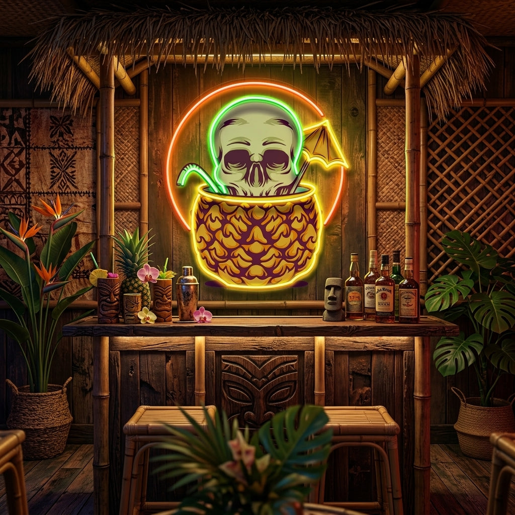 Pineapple Skull LED Neon Sign Light Pop Art