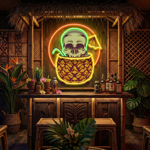 Pineapple Skull LED Neon Sign Light Pop Art