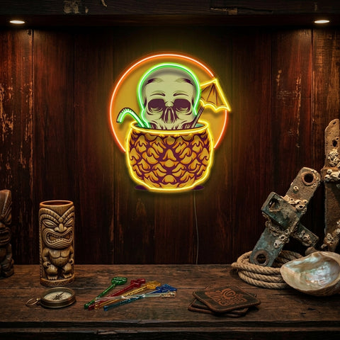 Pineapple Skull LED Neon Sign Light Pop Art