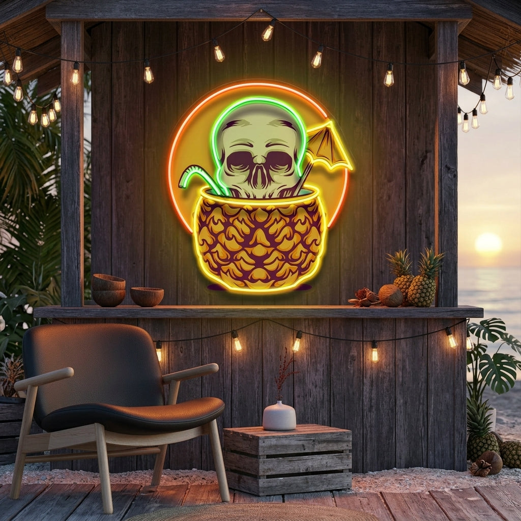Pineapple Skull LED Neon Sign Light Pop Art