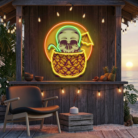 Pineapple Skull LED Neon Sign Light Pop Art