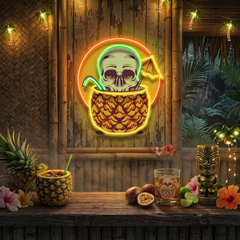 Pineapple Skull LED Neon Sign Light Pop Art