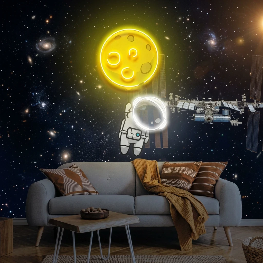 Planet Balloon Artwork Led Neon Sign Light