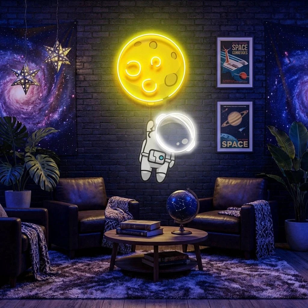 Planet Balloon Artwork Led Neon Sign Light