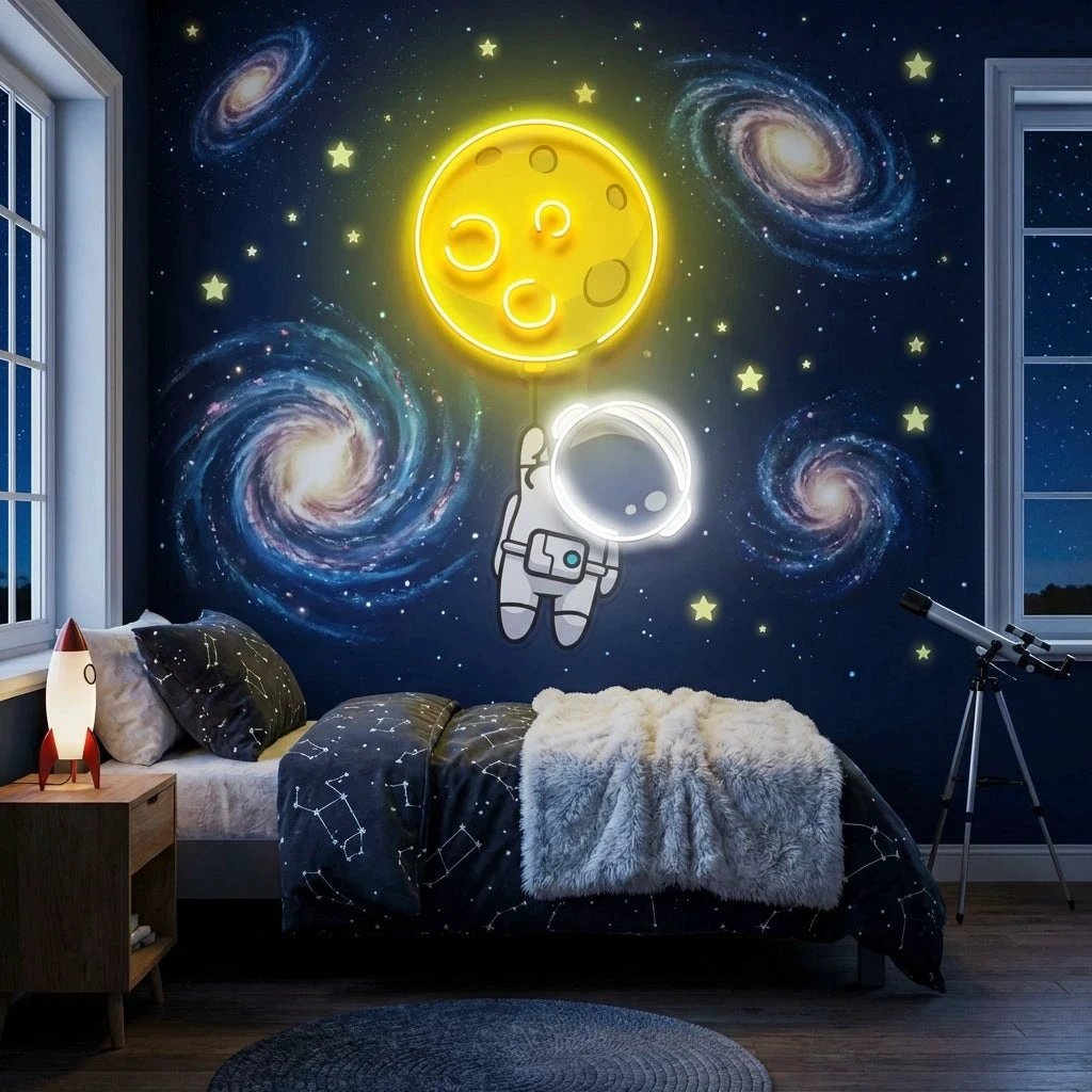 Planet Balloon Artwork Led Neon Sign Light