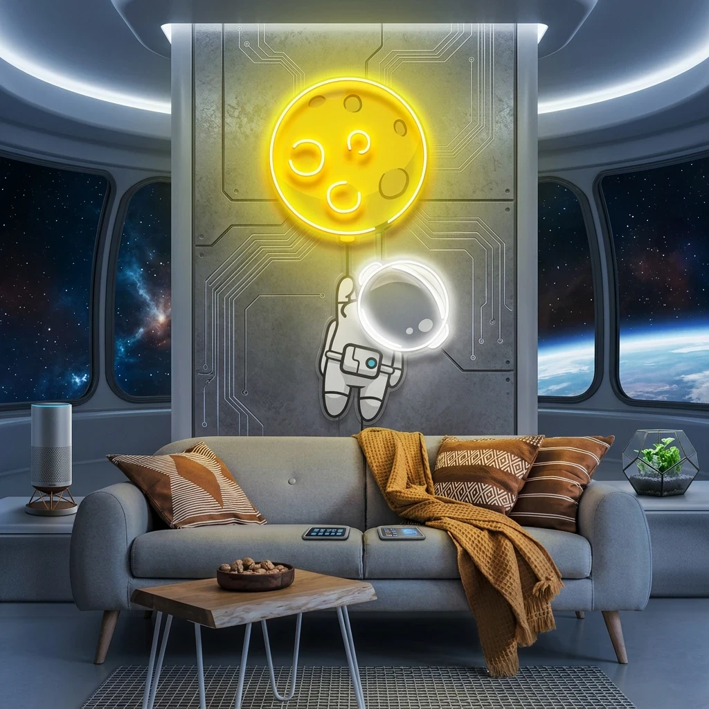 Planet Balloon Artwork Led Neon Sign Light