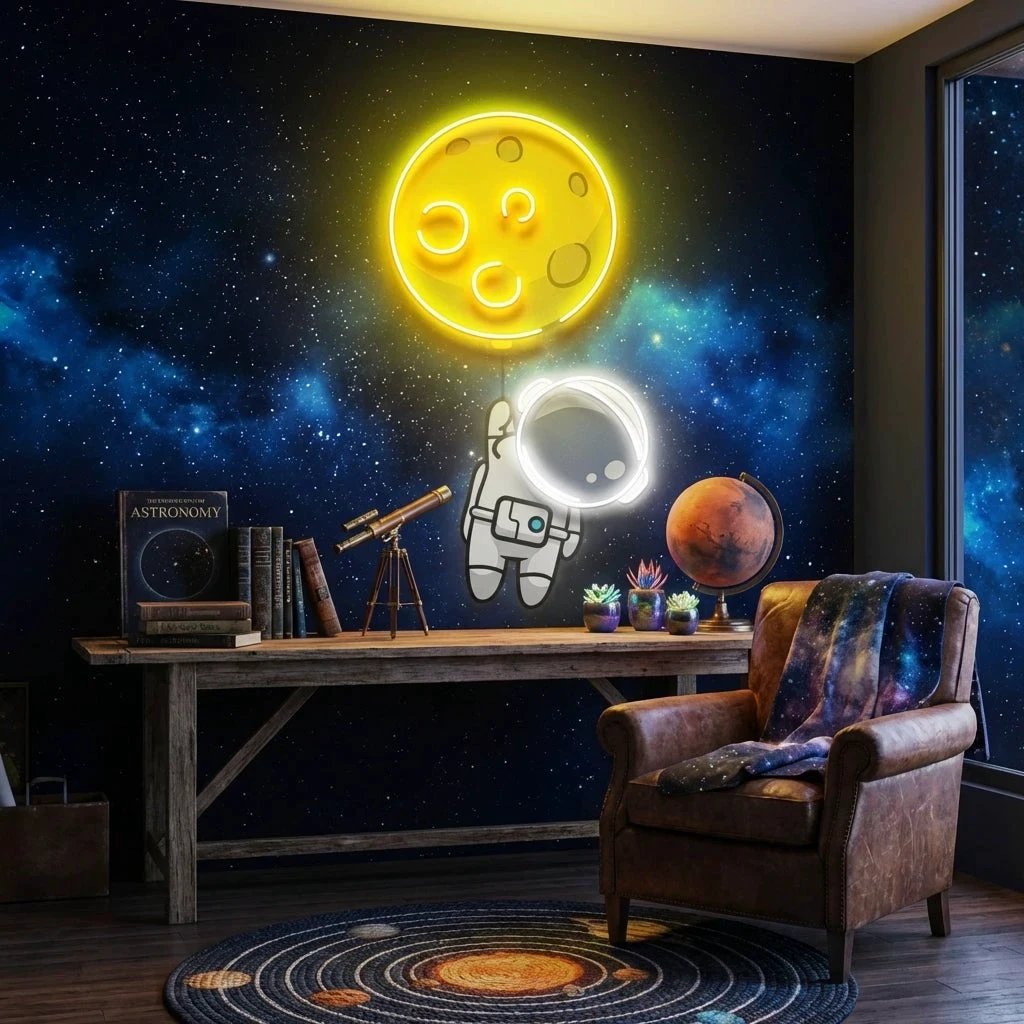 Planet Balloon Artwork Led Neon Sign Light