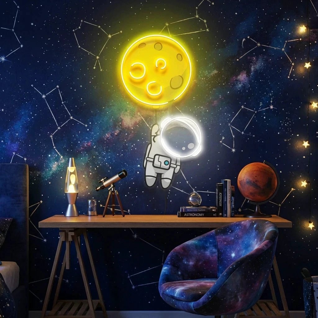 Planet Balloon Artwork Led Neon Sign Light