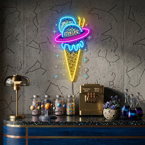 Planets Ice Cream Vintage LED Neon Sign Light Pop Art