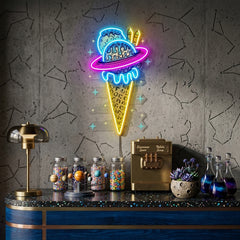 Planets Ice Cream Vintage LED Neon Sign Light Pop Art