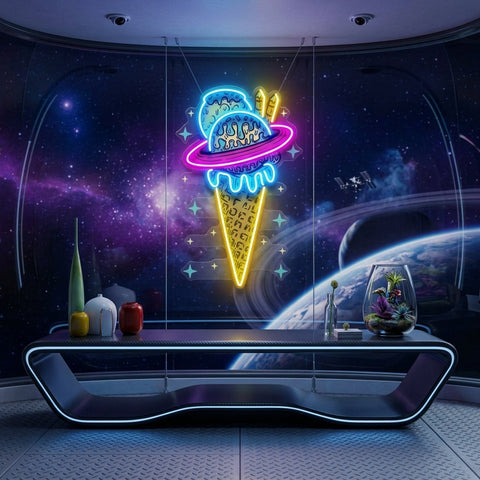 Planets Ice Cream Vintage LED Neon Sign Light Pop Art