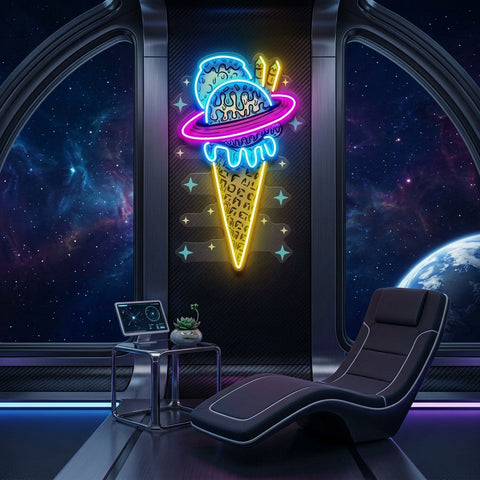 Planets Ice Cream Vintage LED Neon Sign Light Pop Art