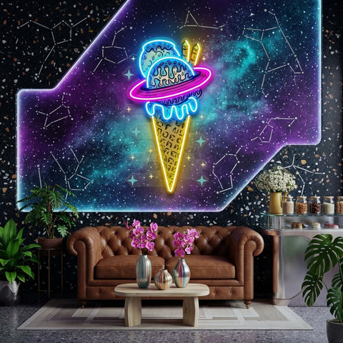 Planets Ice Cream Vintage LED Neon Sign Light Pop Art