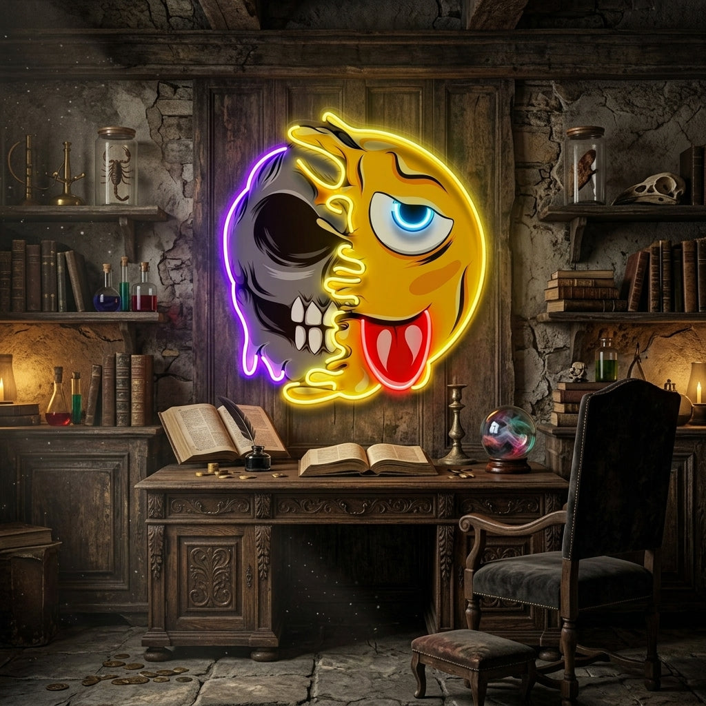 Pleh Emoji Skull LED Neon Sign Light Pop Art