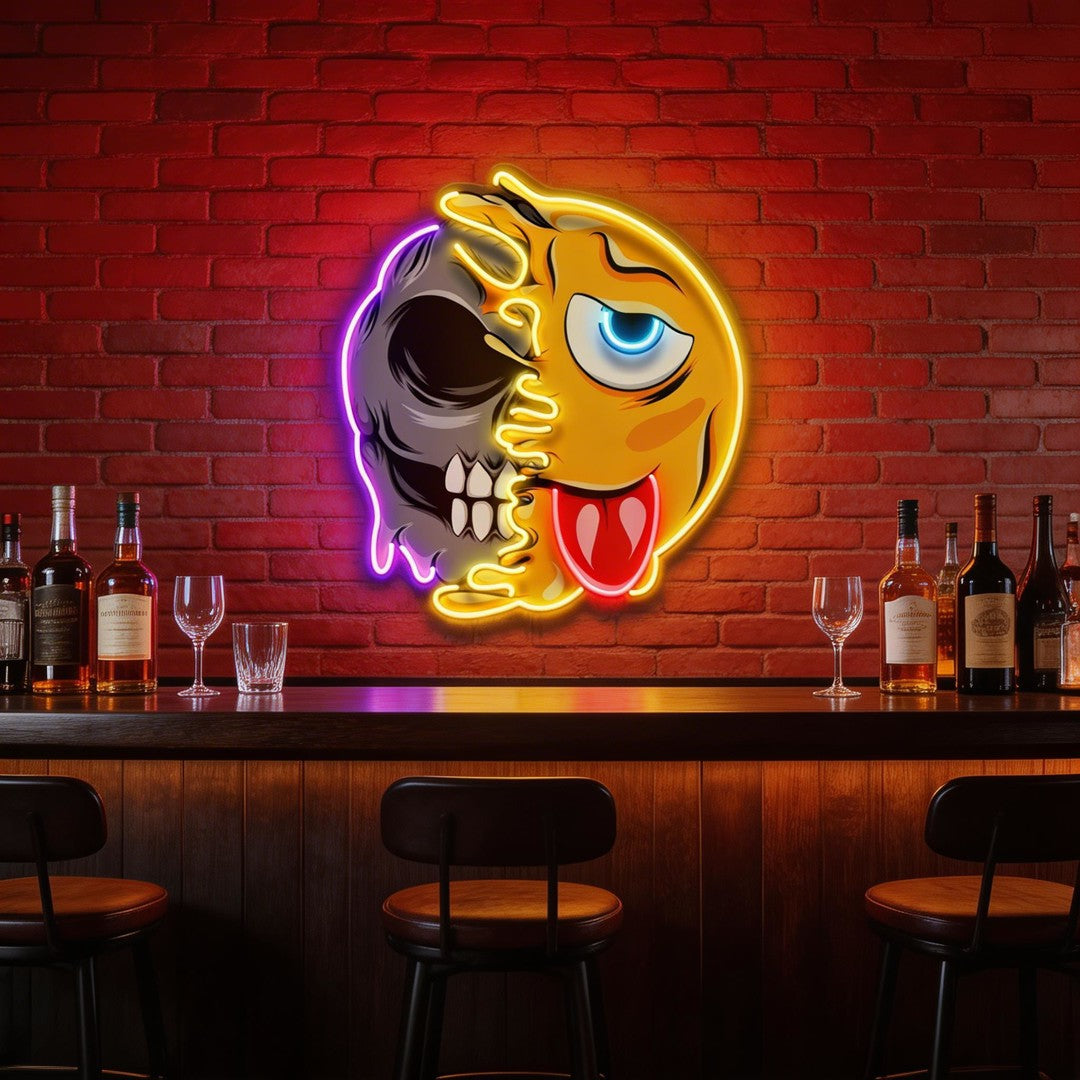 Pleh Emoji Skull LED Neon Sign Light Pop Art