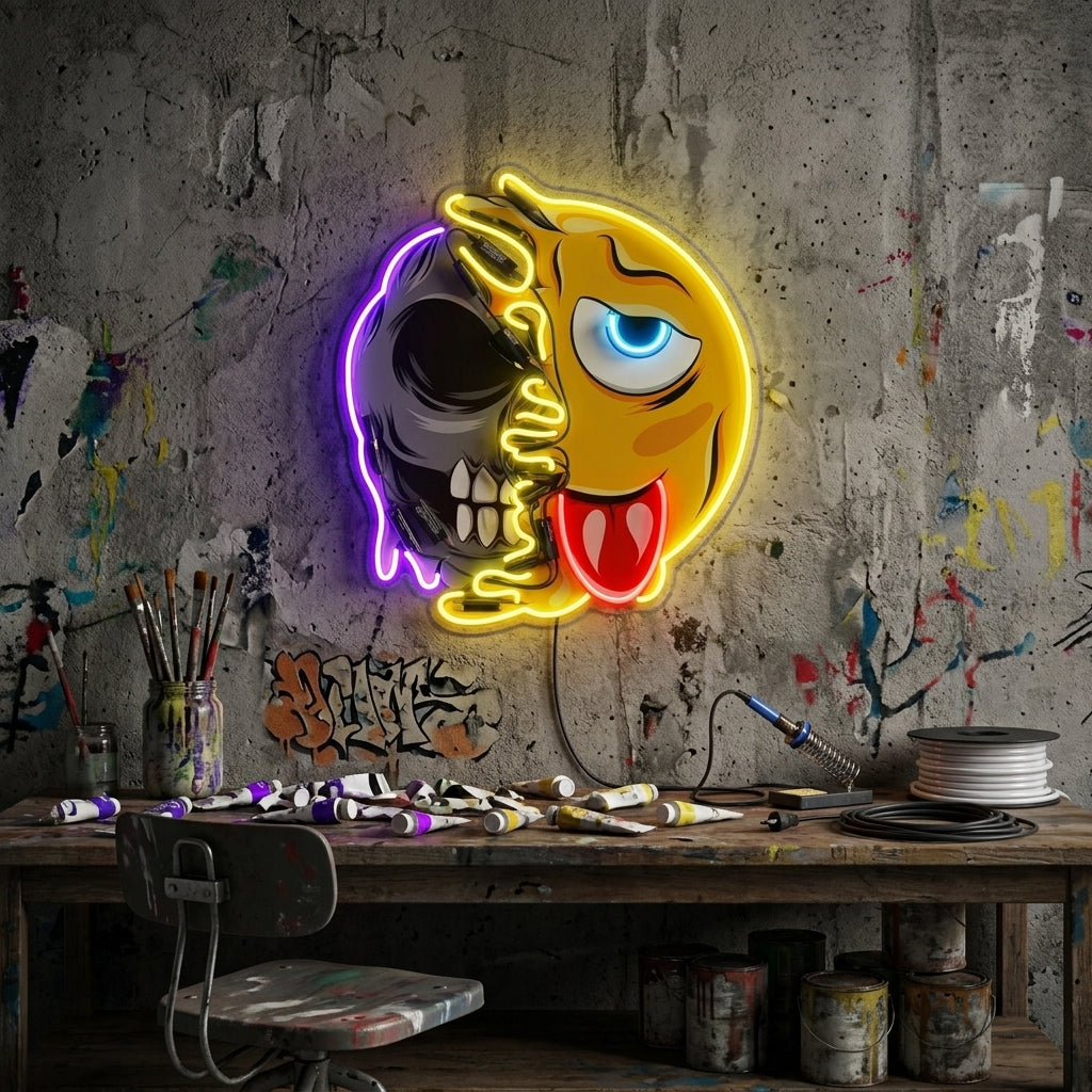 Pleh Emoji Skull LED Neon Sign Light Pop Art