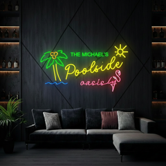 Custom Name Poolside Oasis Neon Sign Swimming Pool Led Neon Sign