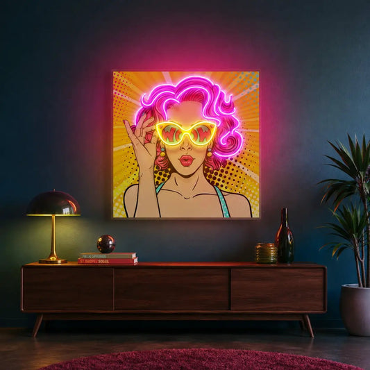 Wow Lady Pop Art Led Neon Acrylic Artwork