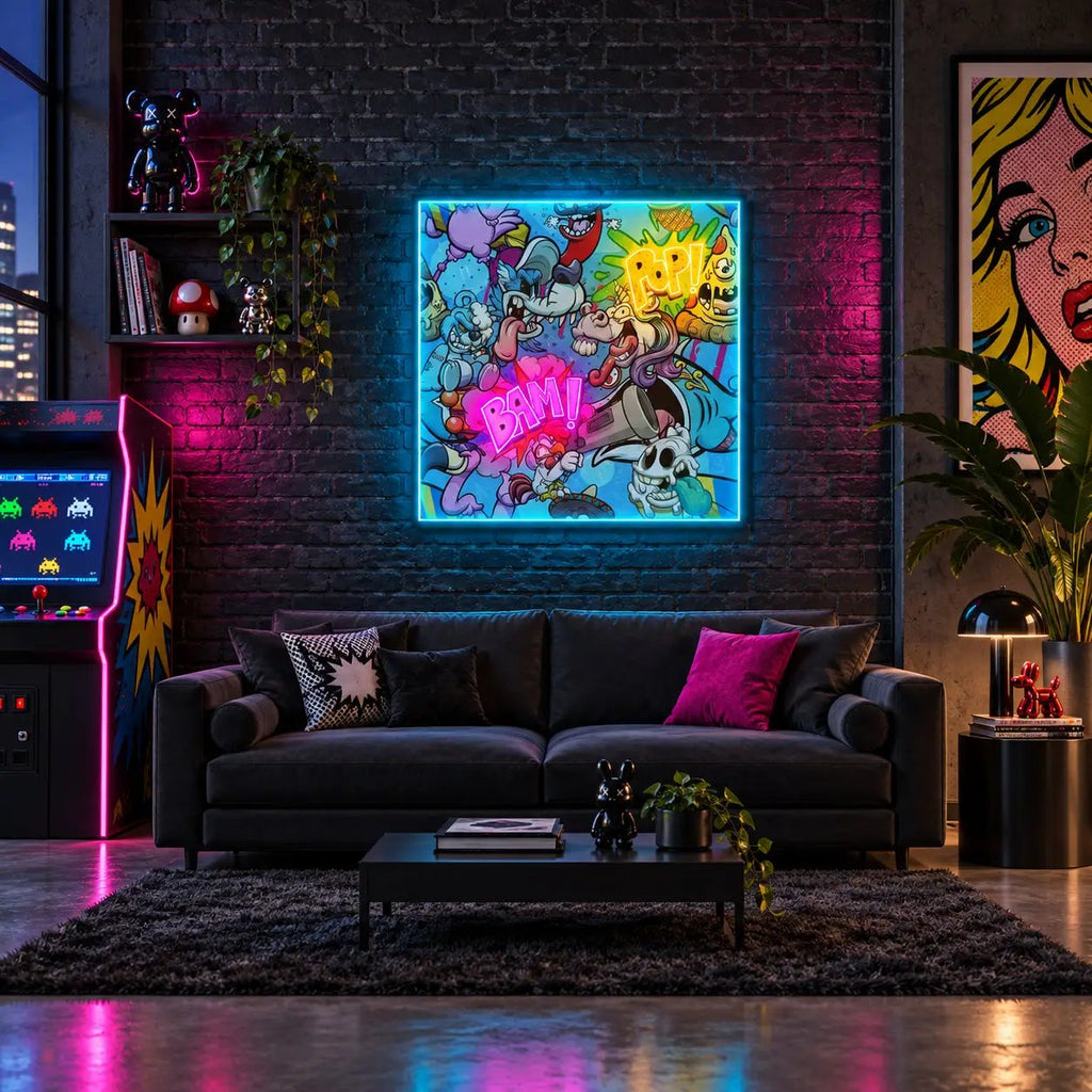 "Bam Pop"" Neon x Acrylic Artwork