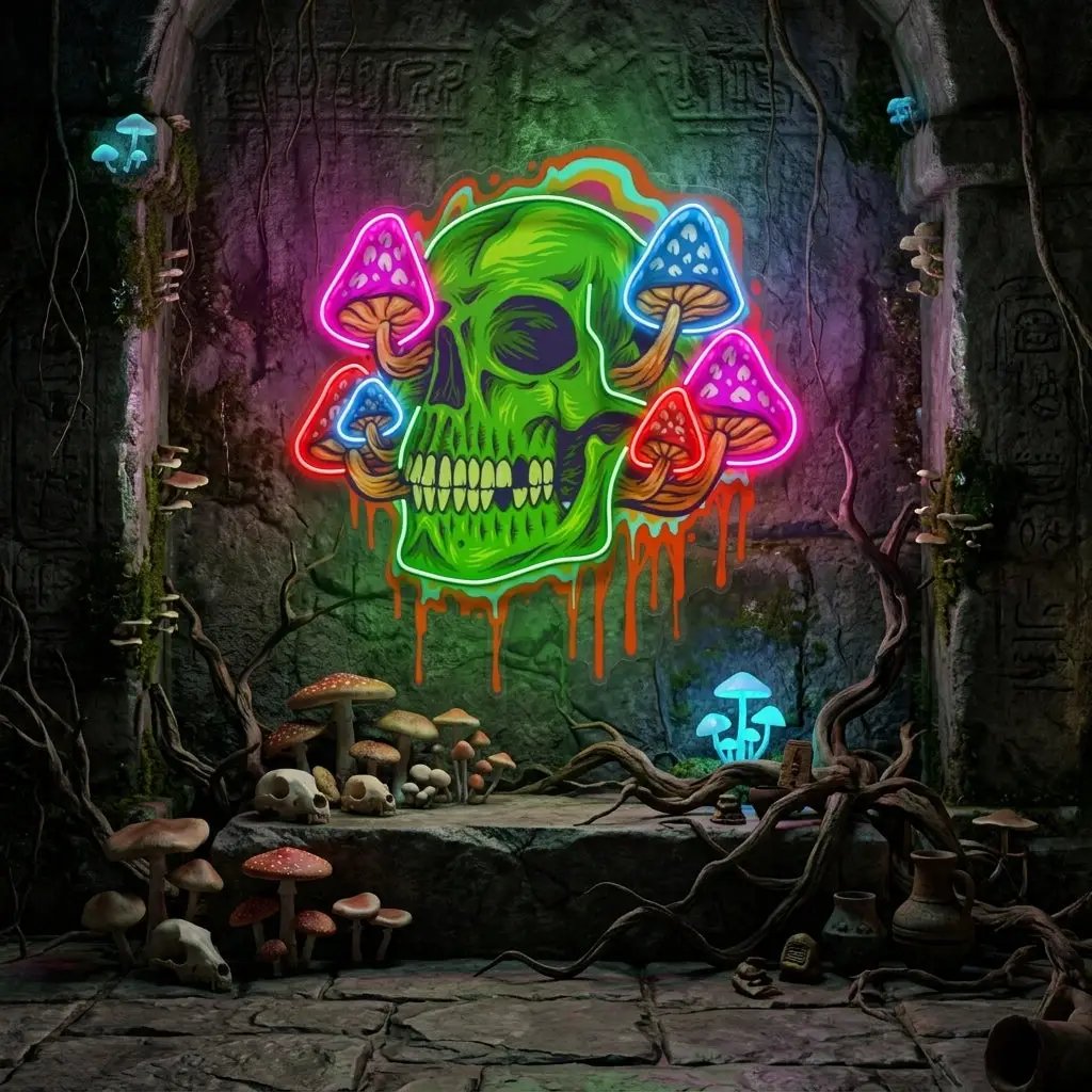 Psychedelic Head Skull LED Neon Sign Light Pop Art