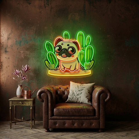 Pug Desert LED Neon Sign Light Pop Art