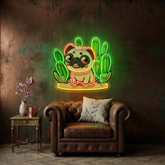 Pug Desert LED Neon Sign Light Pop Art