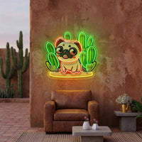 Pug Desert LED Neon Sign Light Pop Art