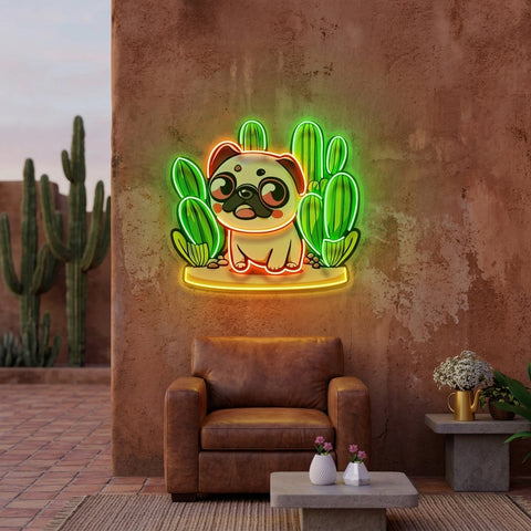 Pug Desert LED Neon Sign Light Pop Art