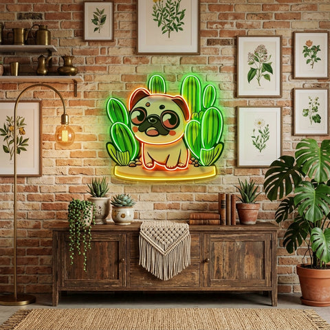 Pug Desert LED Neon Sign Light Pop Art