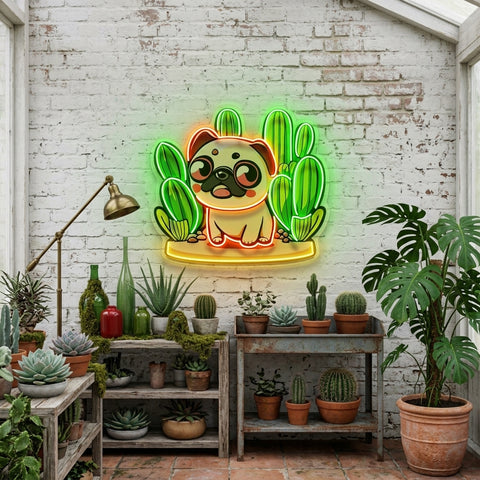 Pug Desert LED Neon Sign Light Pop Art