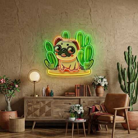 Pug Desert LED Neon Sign Light Pop Art