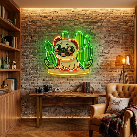 Pug Desert LED Neon Sign Light Pop Art