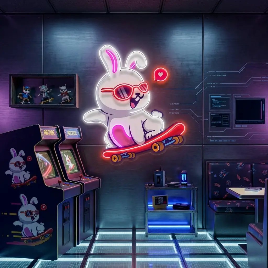 Rabbit Patin LED Neon Sign Light Pop Art
