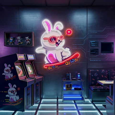 Rabbit Patin LED Neon Sign Light Pop Art