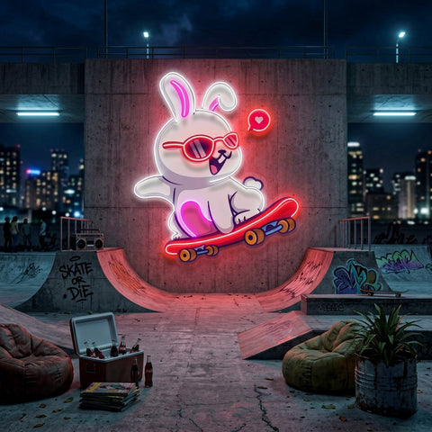 Rabbit Patin LED Neon Sign Light Pop Art