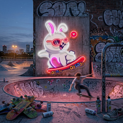 Rabbit Patin LED Neon Sign Light Pop Art