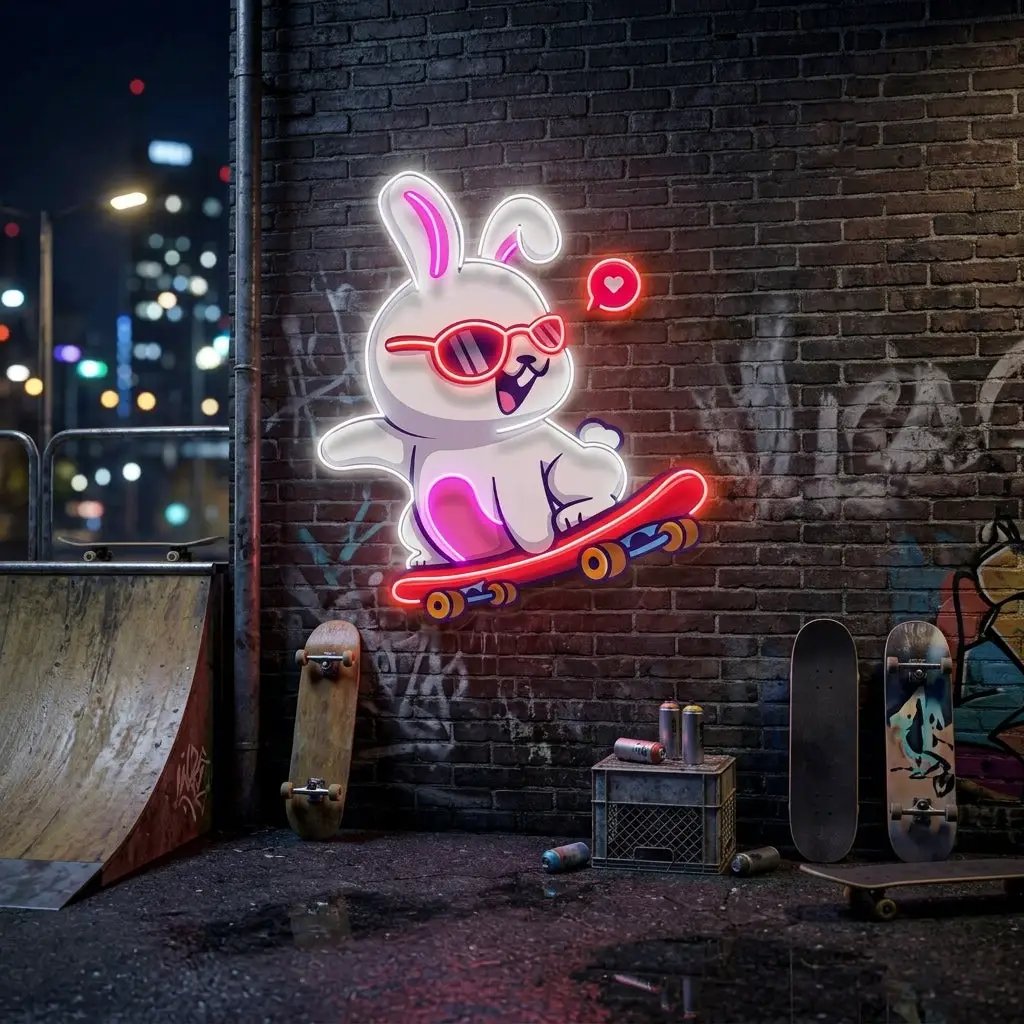 Rabbit Patin LED Neon Sign Light Pop Art