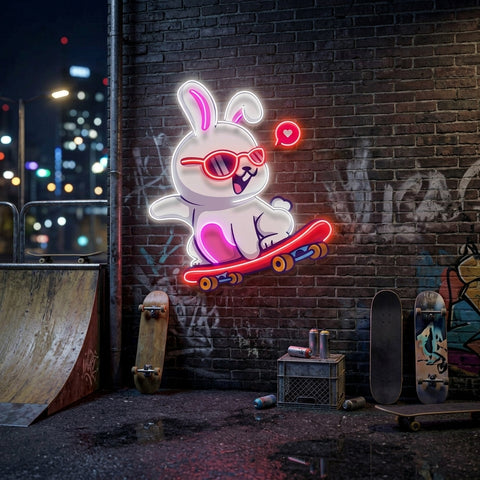 Rabbit Patin LED Neon Sign Light Pop Art